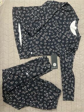 NWT Scorpio Sol Black and Taupe Leopard top and bottom set